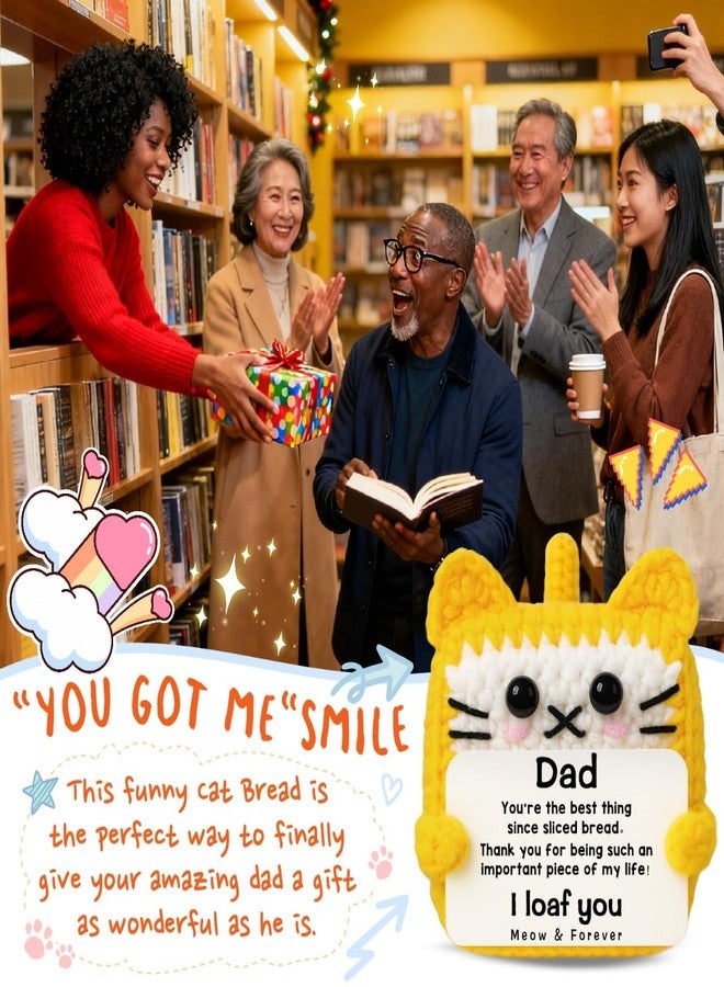 TKGIFTHOT Christmas Dad Gifts from Daughter Son Cute Crochet Cat Loaf Bread Toast Plush Sentimental Birthday Fathers Day Thanksgiving Present for Dad - Image 4
